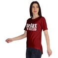 thumbnail image 4 of Inkmeso Relax I'M Vaxxed Funny Pro-Vaccine scoop-neck Cotton T-shirt For Womens, 4 of 8