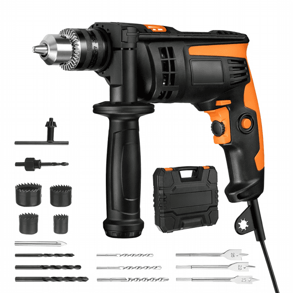 DOVAMAN 850W Electric Hammer Drill, 0–3000RPM Variable Speed, 13mm Metal Chuck, Corded Impact Drill for Concrete, Steel & Wood, with Drill Bits & Carrying Case
