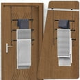 thumbnail image 3 of 3 Tier Towel Rack Organizer Retractable Over the Door Towel Holder with Hooksfor Storage of Bathroom Towels (Black), 3 of 7