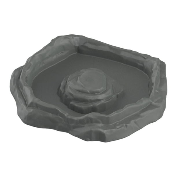 Comedero para tortugas, cuenco para terrario, comedero decorativo de esquina, baño para reptiles gris M