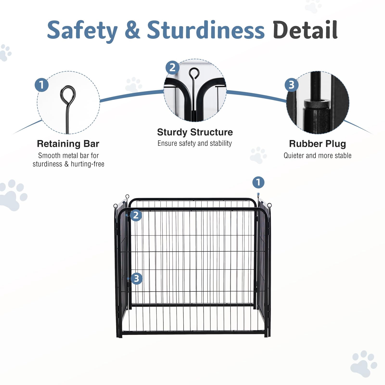 Dog Playpen Indoor  Metal 24 Inch 4 Panels Foldable Pet Fence With Door Outdoor Small Medium Large Puppy Portable Exercise Play Pen For Rv Camping Trips Yard