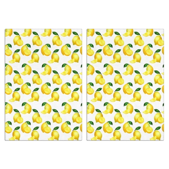 2 Pcs Funny Kitchen Towels,Yellow Lemon Fruit Slices White Pattern Microfiber Dish Towels,Kitchen Tea Towels,Kitchen Towel Set (18" X 26")