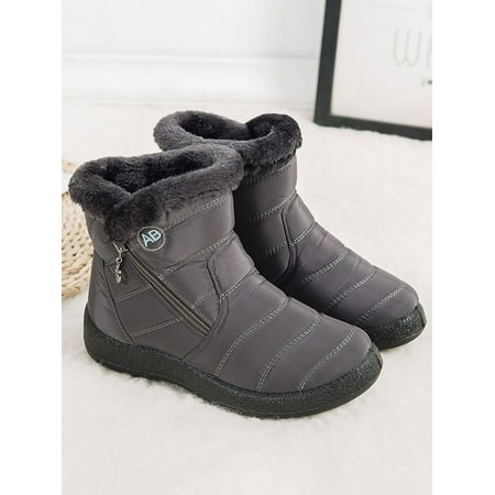 

Women Waterproof Snow Boots Fur Lined Slip On Ankle Booties Zipper Winter Warmer