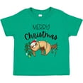 thumbnail image 3 of Inktastic Merry Christmas Cute Sloth with Santa Hat and Lights Boys or Girls Toddler T-Shirt, 3 of 5