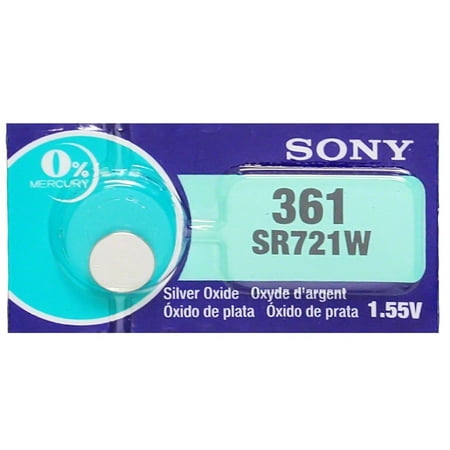 361 Watch Battery - sony 361 (sr721w) 1.55v silver oxide 0%hg mercury free watch battery (1 battery)