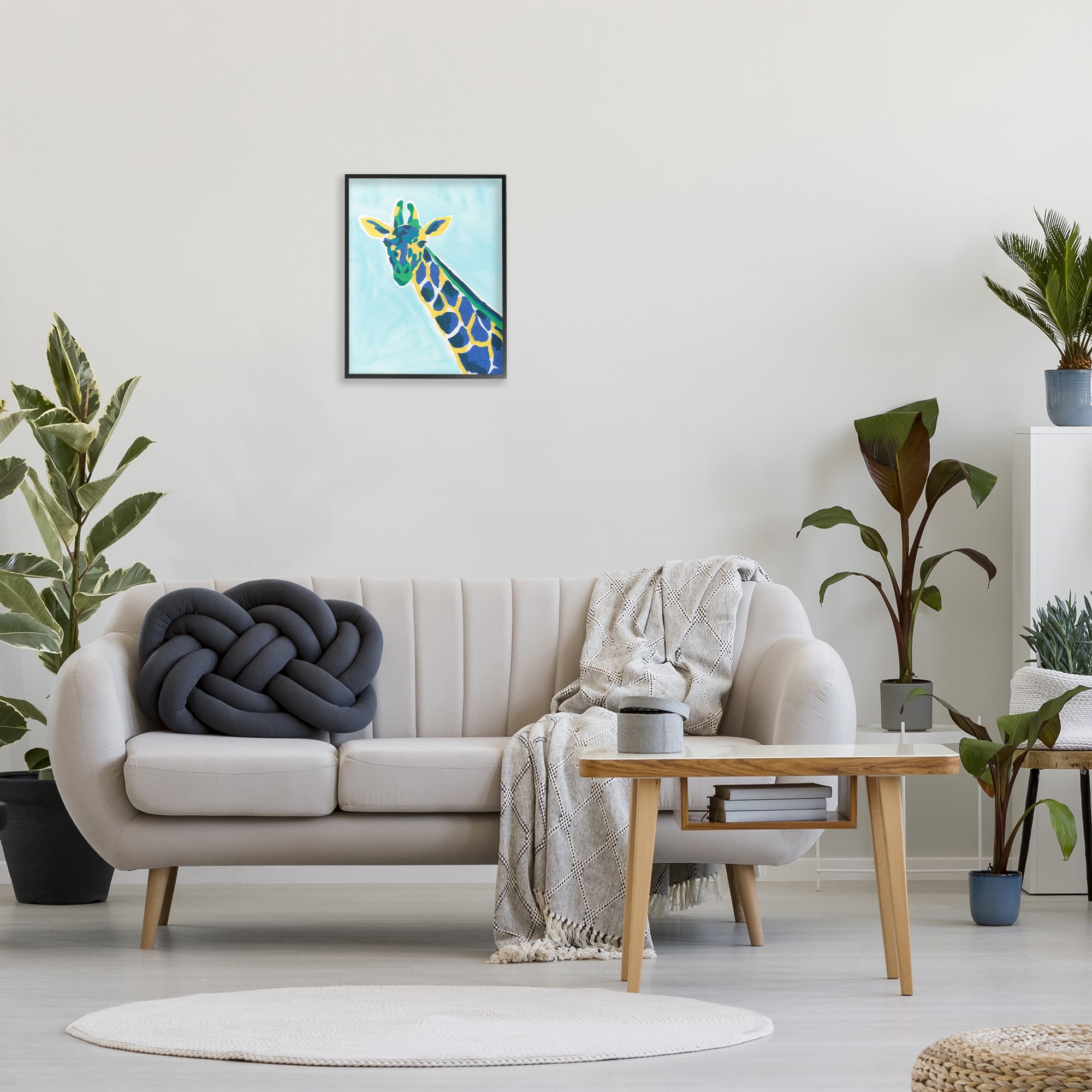 Stupell Industries Modern Hue Giraffe Animals & Insects Painting Black Framed Art Print Wall Art, 16 x 20