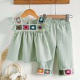 thumbnail image 2 of XZNPDUCQ Girls Short Outfits Summer Toddler Girls Elastic Shorts Short Sleeve T-shirt 2 Pcs Summer Short Set kids For 6 12 18 24 Months 2T 3T 4T 5T Dailywear Green，18-24 Months, 2 of 4