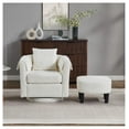 thumbnail image 6 of Swivel Accent Chair with Ottoman Set, Modern Chenille Armchair with Removable Back Pillow & 2 Armrest Covers for Living Room, Bedroom, Office, White, 6 of 9