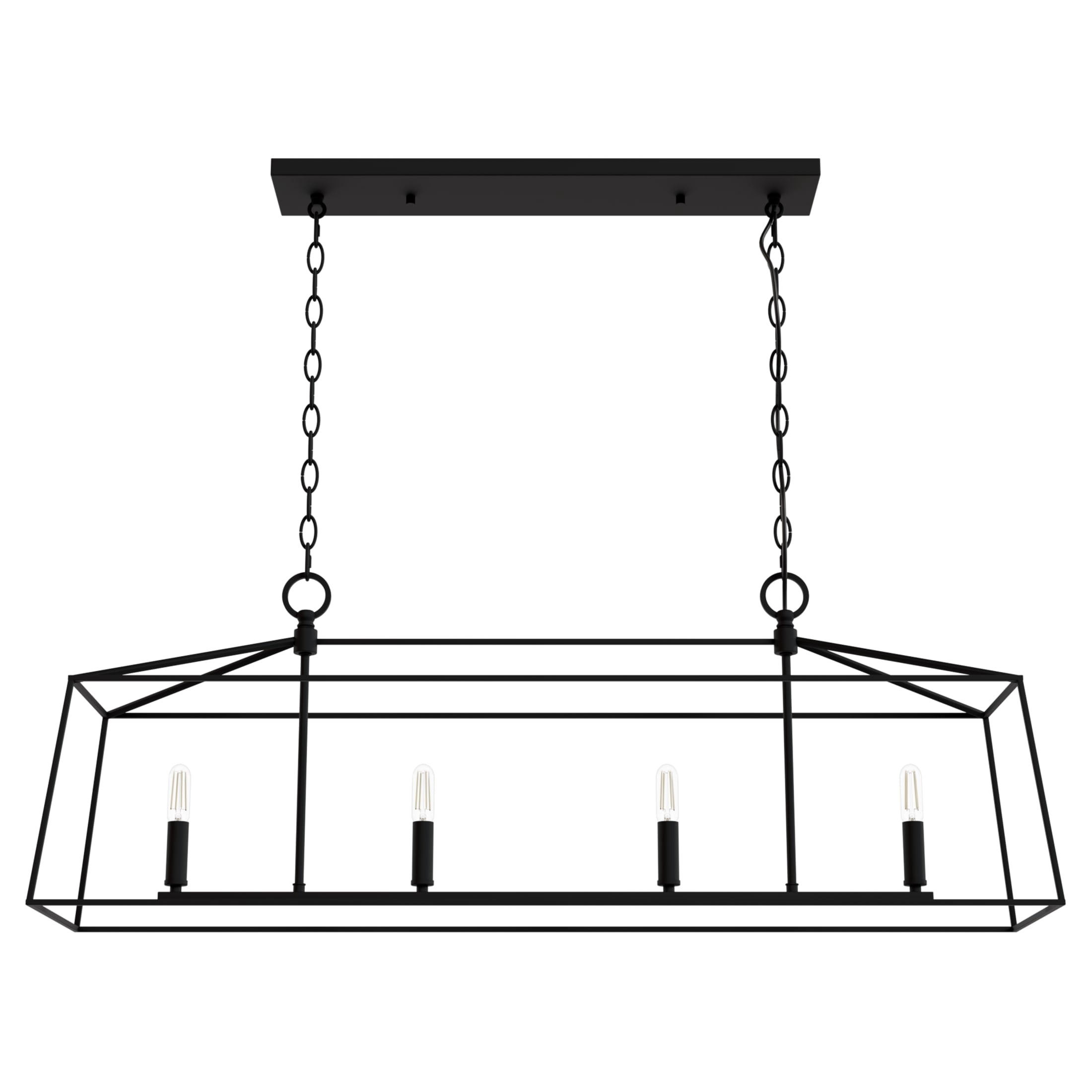 Hunter - Fair Oaks 4-light Matte Black, Extra Large Chandelier, Dimmable, Formal Style, Linear Shaped, for Bedrooms, Dining, Living Rooms - 13099