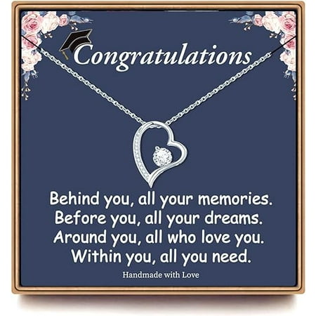 2025 Graduation Gifts for Her with Message Card and Gift Box, Class of 2025 14K White Gold Plated Graduation Necklace, College School Graduation Necklace Gifts for Her Women