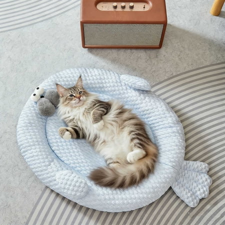 Cooling Pet Bed Mat 51x42cm for Dogs & Cats Summer Cooling Fiber Pad Portable Foldable Mat for Sofa Floor & Car Seat by IHXORA