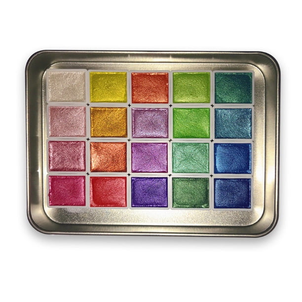 20 colores acuarela set de pintura acuarela pigmento perla, acuarela pintura perla, set de 20 colores acuarela, para artistas, para decoración, para viaje, portátil, plástico, 20 colores,