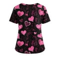 thumbnail image 4 of Women's Valentine's Day Scrub Top Cute Love Heart Printed V-Neck Short Sleeve Scrub Top 2026 Valentine's Day Split Hem Medical Plus Size Scrub T Shirts, 4 of 4