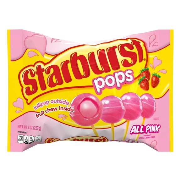 Starburst Pops All Pinks Strawberry Valentine’s Candy Lollipops 8.0 oz Bag