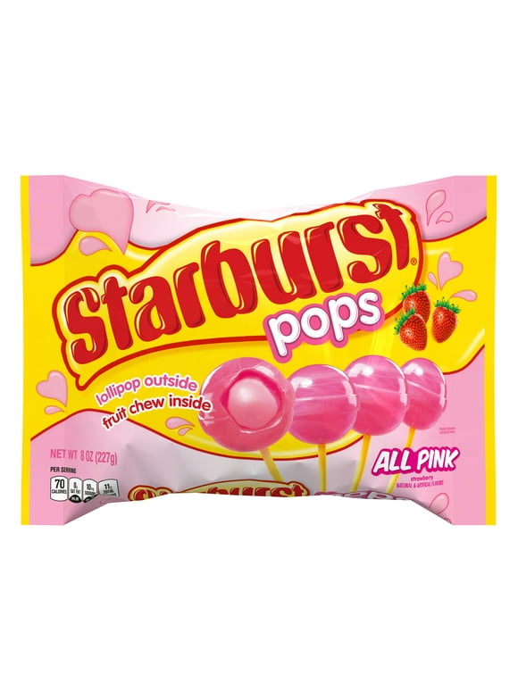 Starburst Pops All Pinks Strawberry Valentines Candy Lollipops 8.0 oz Bag