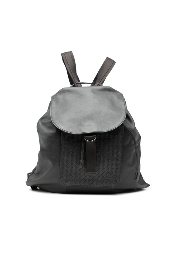 Pre-Owned Bottega Veneta Intrecciato Backpack, Gray Leather, Women's (Good)