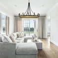 thumbnail image 4 of ACROMA  12-light 40In Modern Farmhouse Large Empire Chandelier Aged Zinc & Satin Brass Satin, Matte Adjustable, Over 60 Inches N/A, 4 of 5