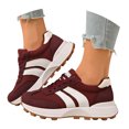 thumbnail image 3 of Rokment Women's Skate Fashion Sneakers Comfortable Suede Color Block Platform Running Walking Tennis Shoes Spring Fall Fashion Casual Skateboard Footwear Red Size 6.5, 3 of 8