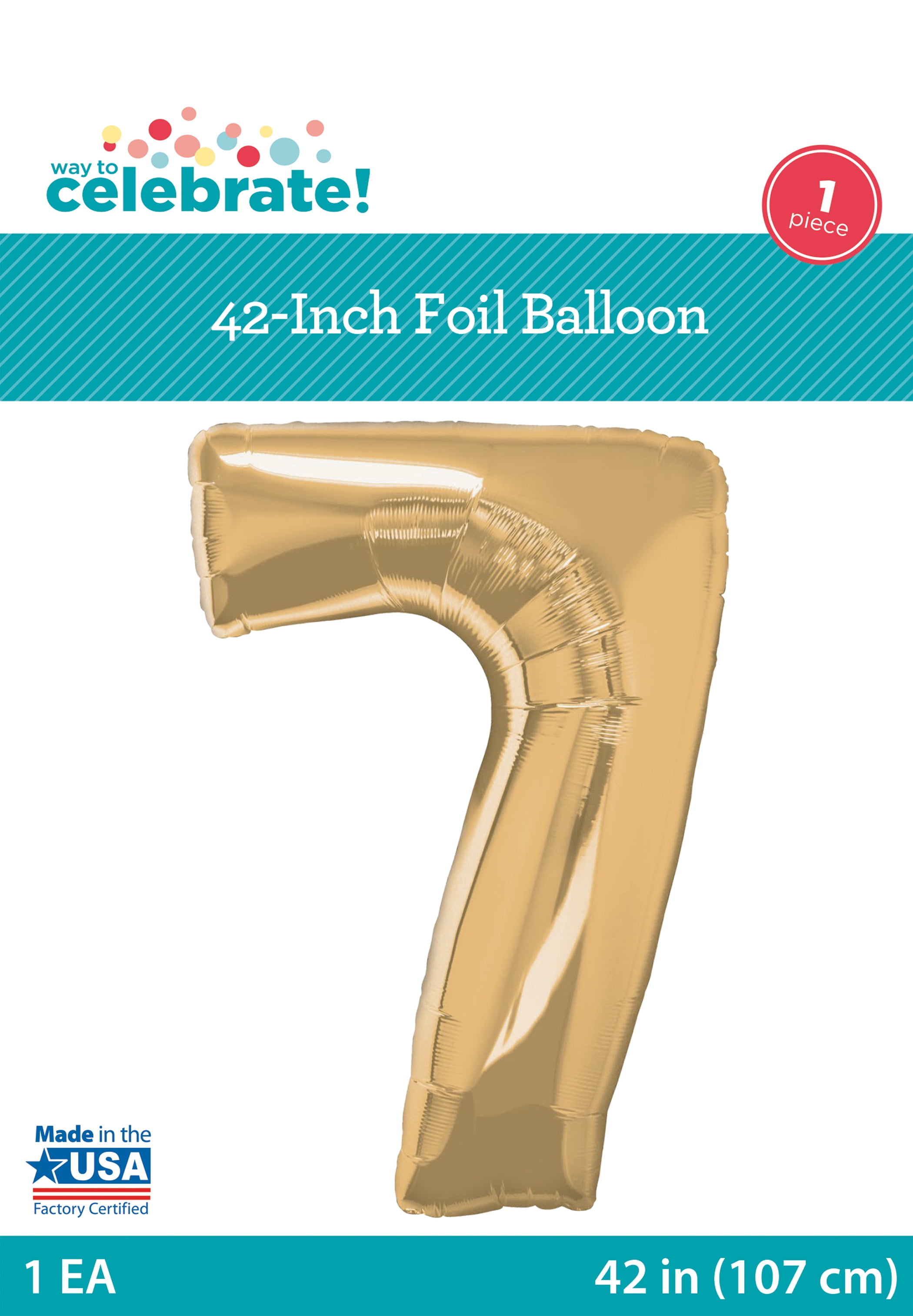 23" Gold Number 7 Foil Balloon, by Way To Celebrate