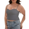 thumbnail image 4 of INSPIRE CHIC Women's Adjustable Spaghetti Straps Wireless Padded Camisole Slim Fit Sweetheart Neck Solid Invisible Tank Top 3XL Gray, 4 of 5