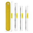 thumbnail image 3 of Graflsoa Ensemble de 3 Pcs en Acier Inoxydable Premium pour Enlever les Points Noirs avec Poignée en Bambou, Choix de Couleurs avec Pochette de Rangement Durable, 3 of 6