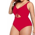 thumbnail image 4 of Rigardu one piece swimsuit women 2023 Plus Size Swimwear V Neck Swimwear Swimwear womens one piece swimsuits Red + 3XL, 4 of 8