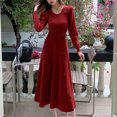 thumbnail image 4 of Vigonne 2025 Robe Longue en Tricot à Col Rond pour Femme Printemps Rouge Manches Longues Robes Tricotées Femme Automne Robe Pull Serrée de Fête, 4 of 5