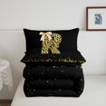 thumbnail image 5 of meiyoeat Gold Sparkle Monogram R Twin Comforter Sets,Leopard Glitter Bow Initial Print Bedding Set For Girl,Black Reversible,2pcs,1 Comforter and 1 Pillowcase, 5 of 7