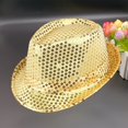 thumbnail image 2 of Sequin Hat Glitter Solid Color Dance Jazz Hat Western Retro Disco Cap Unisex Costume Cap for Women Men Party Supplies, 2 of 3