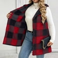 thumbnail image 4 of cocolona Womens Sleeveless Fleece Vest Casual Plaid Hooded Button Tunic Jackets Fall Winter Warm Coats, 4 of 9