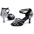 thumbnail image 5 of XIHAHA, nuevos zapatos de fiesta a la moda para mujer, zapatos de baile latino de fondo suave con diamantes de imitación brillantes de satén, zapatos de baile de Salsa para mujer y niña, 5 of 5