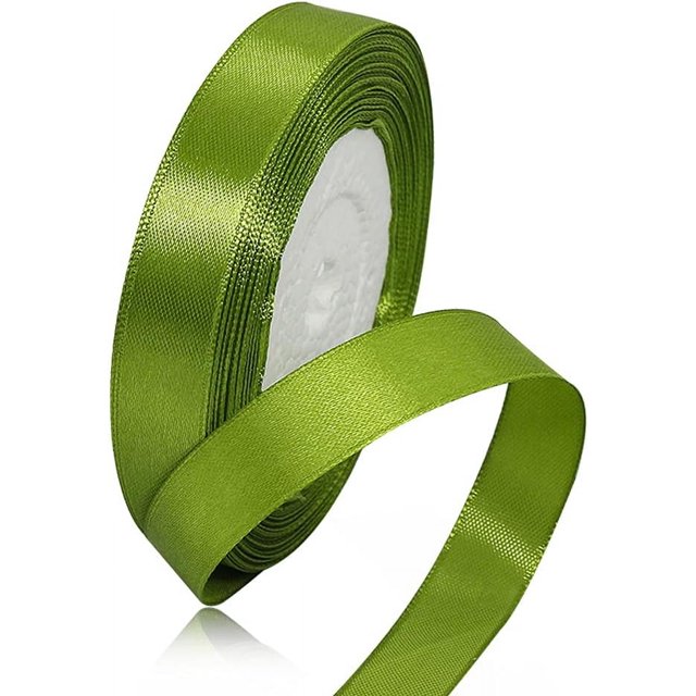 LAICAIW Solid Color Olive Green Satin Ribbon, 5/8 Inches x 25 Yards Fabric Satin Ribbon for Gift Wrapping, Crafts, Hair Bows Making, Wreath, Wedding Party Decoration and Other Sewing Projects