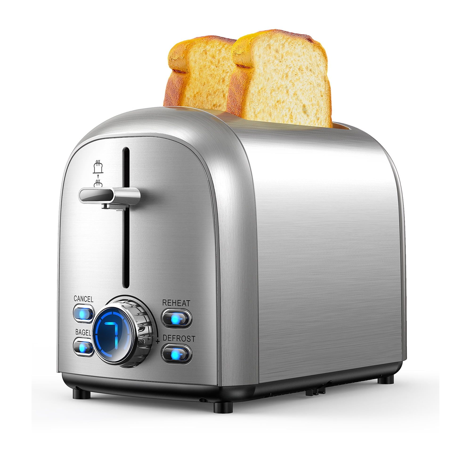 VIVEFOX Toaster 2 Slice, Stainless Steel Toasters with LED Display