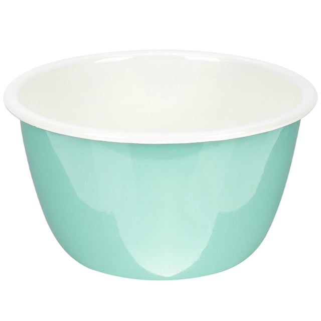 Large Enamel Bowl Blue Holds Rice For Outdoor Cooking 1Pcs 6.2X6.2In