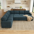 thumbnail image 6 of Marrber 111” Blue 7 Seat U Shaped Sectional Sleeper Sofa with Pull Out Bed and Storage for Living Room, Oversized Corduroy Tufted, 6 of 9