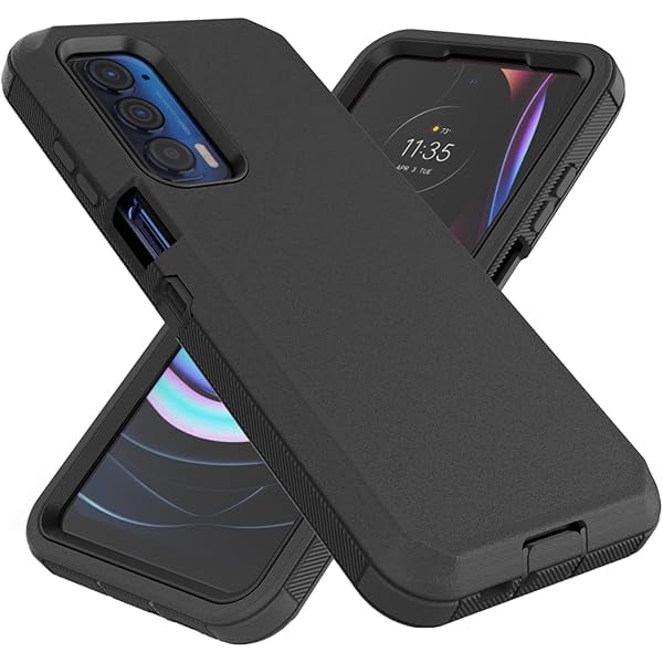 wonima11 Heavy Duty Defender Case for Motorola Moto Edge 2021/5G UW, Black, Rugged, Shockproof, Dustproof, 3 in 1 Design, Military Grade Protection