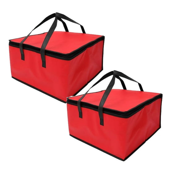 kjfeif Insulated Food Delivery Bag, XXXL Pizza Delivery Bags for Hot and Cold Food, Commercial, Large Capacity Reusable Warming Bag, Catering Cooler Bag for Doordash (Red, 2PCS)