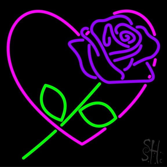 Purple Rose LED Neon Sign 16 x 16 - inches, Black Square Cut Acrylic Backing, with Dimmer - Bright and Premium built indoor LED Neon Sign for Defence Force.