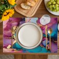 thumbnail image 4 of Turquoise Pink Blue Placemats Set of 8, Modern Gradient Abstract Marble Placemats for Dining Table, Place Mats for Kitchen Tabletop, Waterproof Wipeable Dining Table Mats Set, 4 of 9