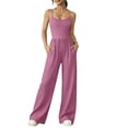 thumbnail image 1 of Jumpsuit for Women, Strapless Waist Cinching Wide Leg, Double-Strap Sleeveless Top, Ruched Waist, Solid Color, 1 of 6