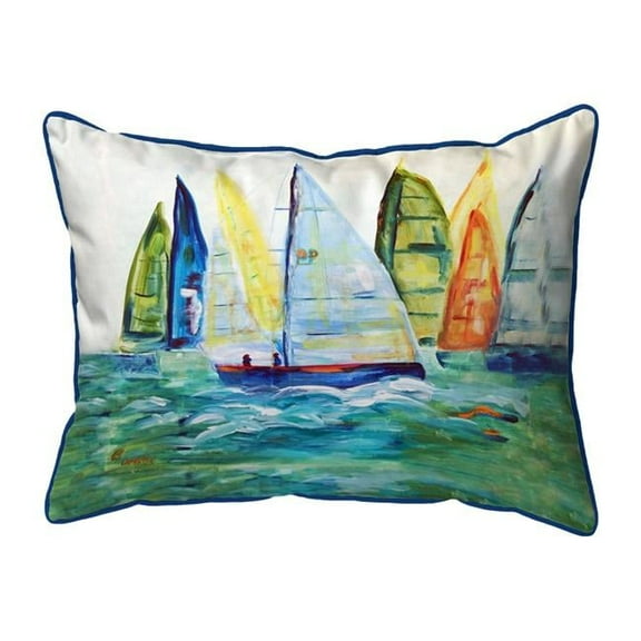Betsy Drake SN1368 11 x 14 in. Betsys Sailboats Indoor & Outdoor Pillow - Small