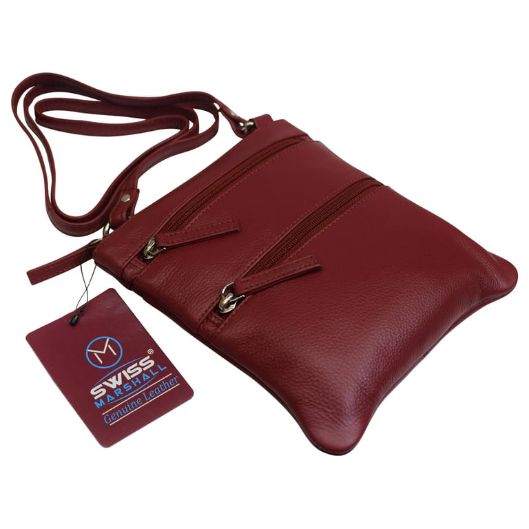 Swiss Marshall Womens Premium Leather Luxury Crossbody Shoulder Handbag  Purse for Ladies