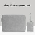 thumbnail image 1 of Xingzhi Laptop Sleeve Leather Waterproof Notebook Bag Zipper Shock-proof Computer Case, Gray, 15 Inches, Charger Bag, 1 of 8