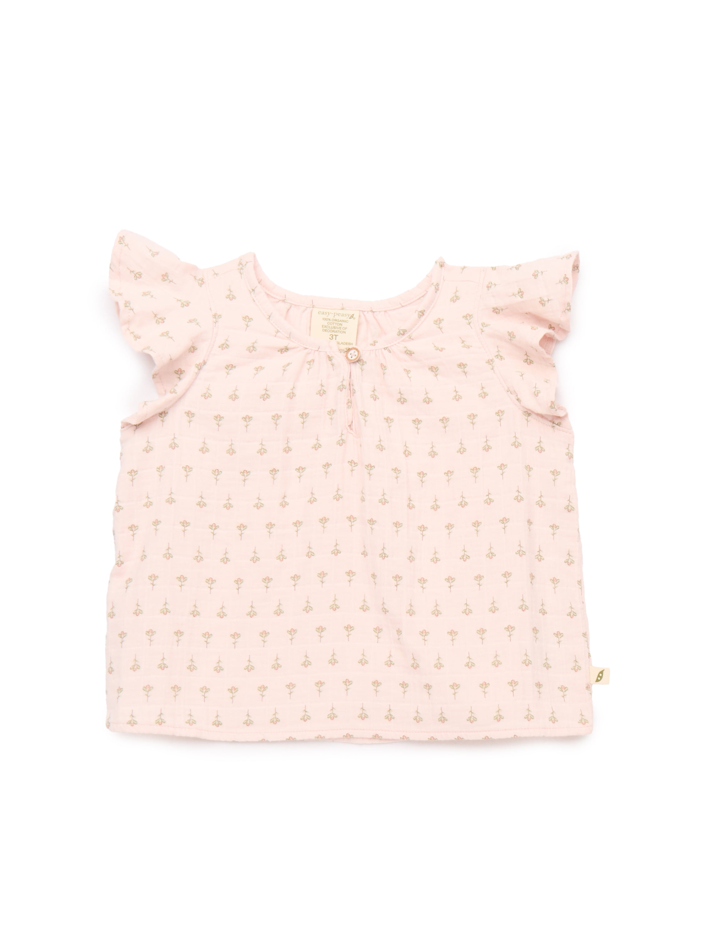 easy-peasy Toddler Girls Organic Dobby Check Ruffle Top & Shorts Set, 2-Piece, Sizes 18M-5T