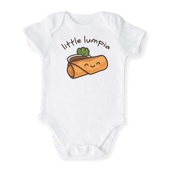 Little Lumpia Baby Bodysuit, Toddler & Kids T-Shirt – Cute Filipino Food Outfit for Baby Newborn Clothes 12m White