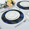 thumbnail image 4 of 15.4" Round Placemat Set of 1 Polyester Fabric Place Mats Non-Slip Dining Kitchen Table Mats for Kitchen Party Decor Blue Snowflake Pattern, 4 of 5