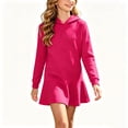 thumbnail image 3 of YOUYEDIAN Solid Color Hoodie Dress for Girls Casual Fashion Long Sleeve Hooded Mini Dress, 3 of 5