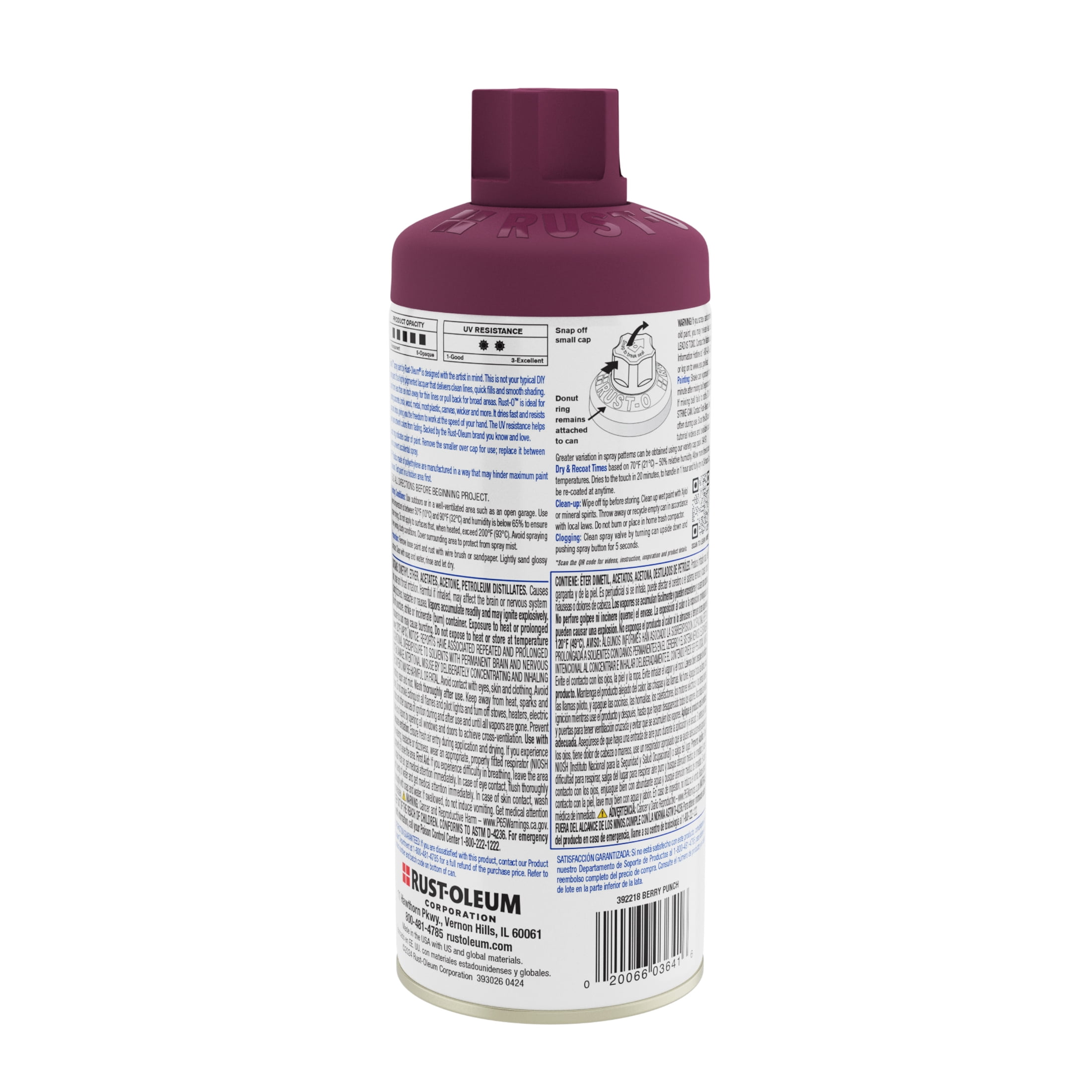 (2 pack) Berry Punch, Rust-Oleum Rust-O Acrylic Matte Spray Paint-392218, 11 oz