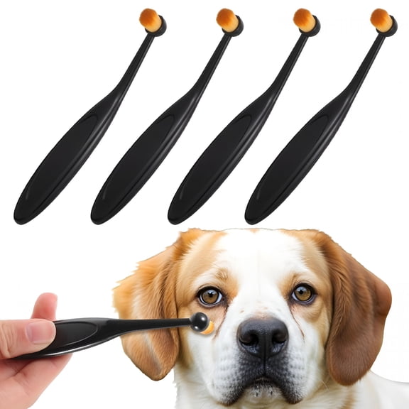 ACDANC 4-Pack Pet Tear Stain Remover Brush, Washable Fiber Eye Powder Applicator with Ergonomic Handle, Long Tapered Bristles for Dogs and Cats