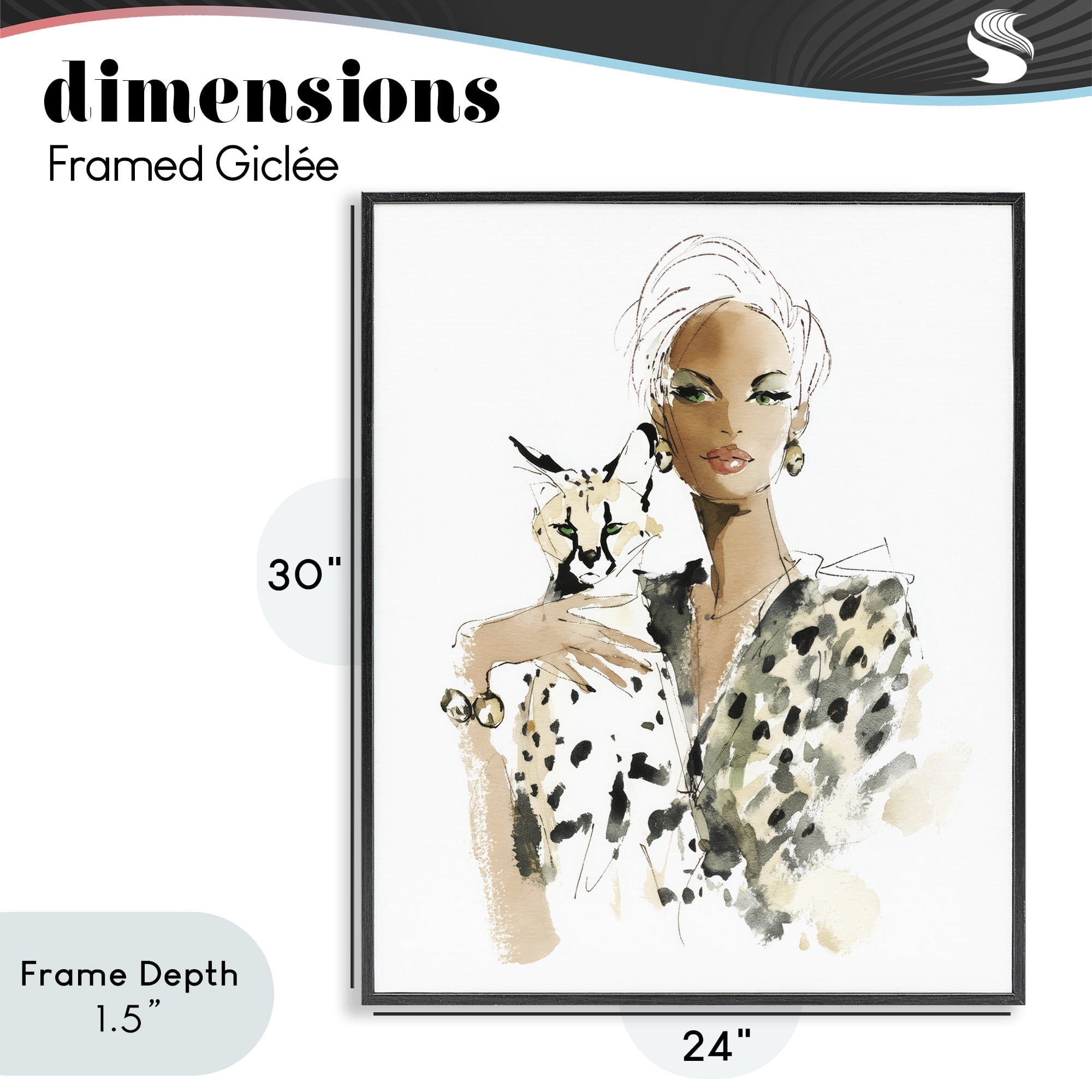 Stupell Industries Fashion Hunt Elegant Woman Black Framed Giclee Art, design by Svetlana Aleynikova